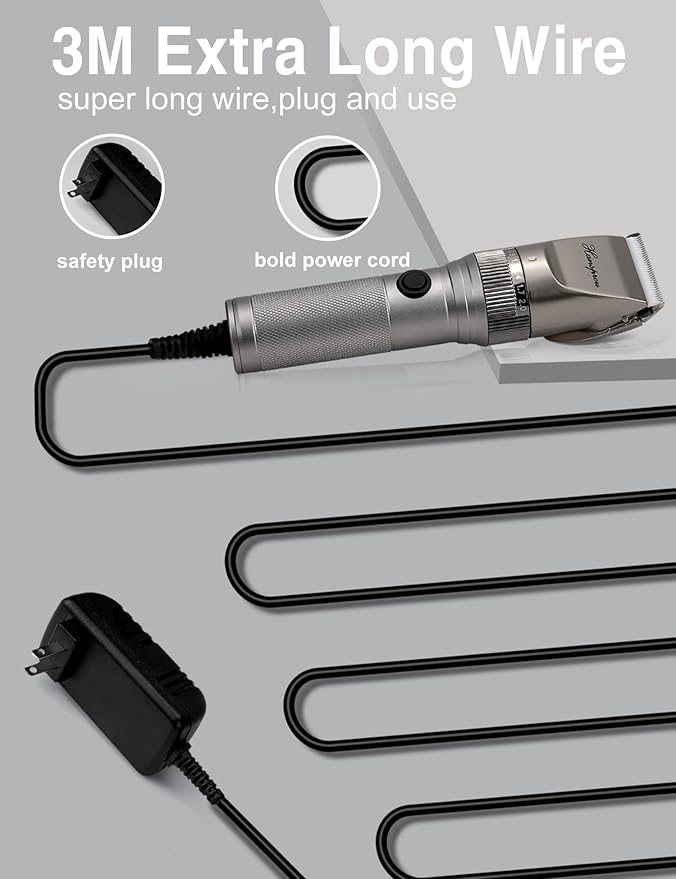 Dog Grooming Clippers High Power Dog Clipper for Thick Heavy Coats Low Noise Plug-in Pet Trimmer Pet Professional Grooming Clippers with Guard Combs Brush for Dogs Cats and Other Animals-PurrikoPets