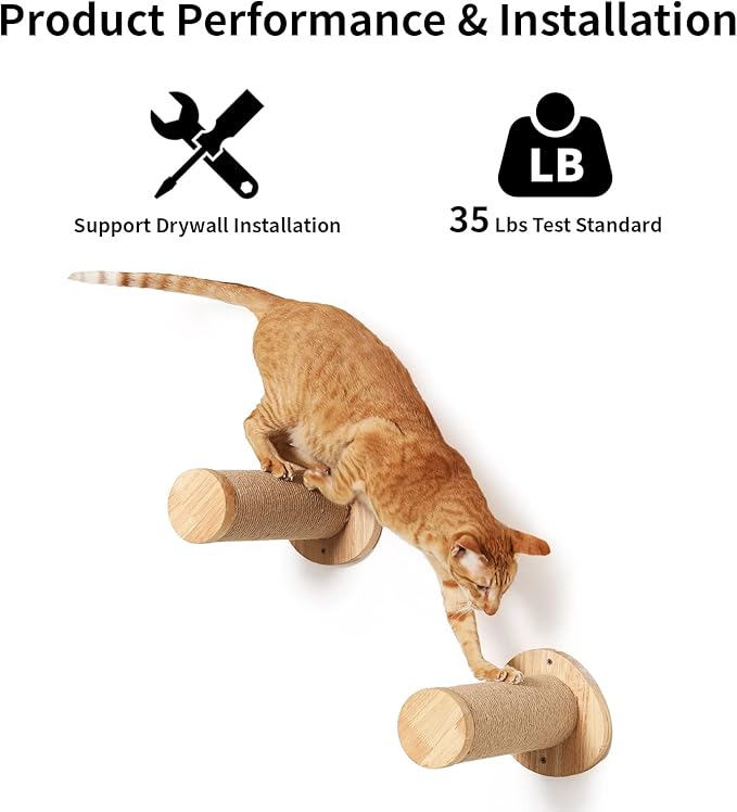 FUKUMARU Cat Wall Furniture, 11.8 Inch Cats Steps for Drywall, Kitten Stairs for Wall Mounted with Jute Scratching Kittens Shelf, 2 of Pack-PurrikoPets