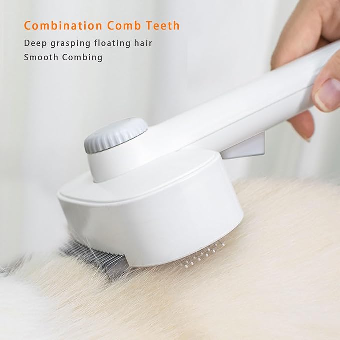 2-in-1 Dog & Cat Grooming Brush – Adjustable Deshedding Comb & One-Touch Clean | Skin-Safe Rake for Mats, Tangles, Shedding | Long/Short Hair Pets-PurrikoPets