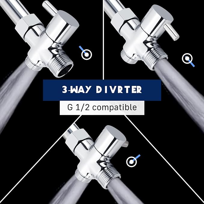 Dog Shower Attachment for Pet Bath,Dog Washing Hose Attachment,Dog Wash Sprayer Kit Includes 2-mode Dog Shower Handheld,118 Inches Stainless Steel Hose,G1/2" Metal Shower Diverter (Sprayer Kit)-PurrikoPets