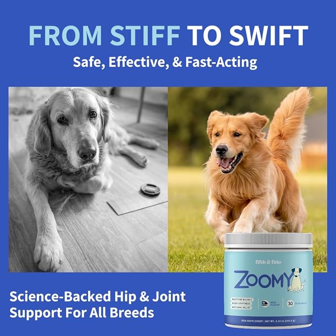 Dog Joint Supplement Powder with Glucosamine, Chondroitin & MSM – Hip & Joint Support for Mobility, Stiffness & Flexibility – Mushroom Blend with Lion’s Mane, Cordyceps & Reishi – Zoomy-PurrikoPets