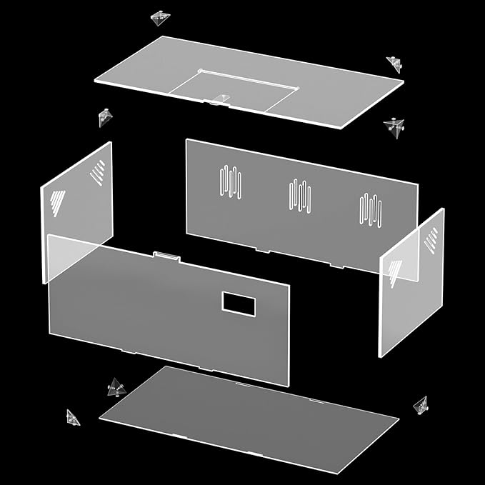 Acrylic Tarantula Enclosure, Reptile Terrarium Breeding Tank w/Temperature Hygrometer,Habitat Reptiles Feeding Box Isopod Terrarium Cage for Insect Lizard Home Office (Reptile-Tank-L(No Tray))-PurrikoPets