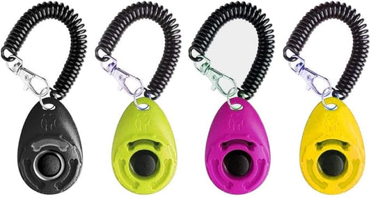 Dog Training Clicker with Wrist Strap - OYEFLY Durable Lightweight Easy to Use, Pet Training Clicker for Cats Puppy Birds Horses. Perfect for Behavioral Training 4-Pack (4colour)-PurrikoPets