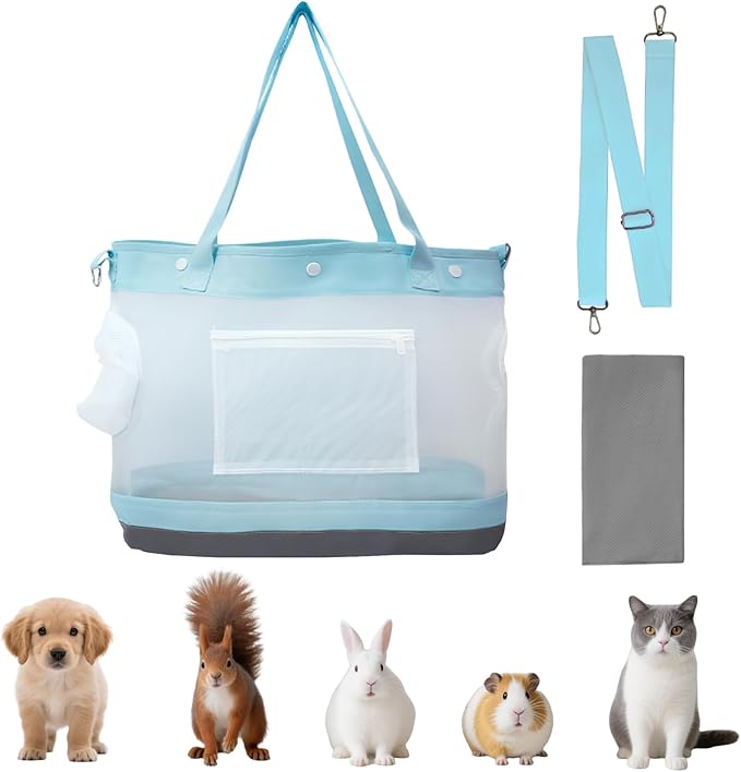 Dog Purse Carrier for Small Dogs Cat Kitty Puppy Rabbit Bunny Dog Cat Bag Carrier for Animals up to 22lbs Soft Sided Collapsible Pet Carrier Sling for Outing Travel Vet-Light Blue-PurrikoPets