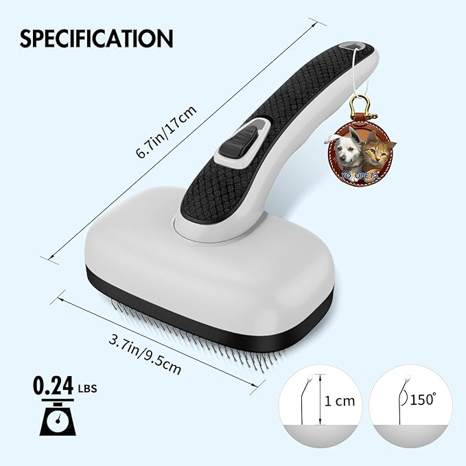 Dog Self Cleaning Slicker Brush for Shedding, Ideal for Short Long Haired Dogs, Including Cat. Removes Loose Fur, Undercoat, Mats, Tangled Hair. Suit for Large Medium Small Animal, Gray-PurrikoPets