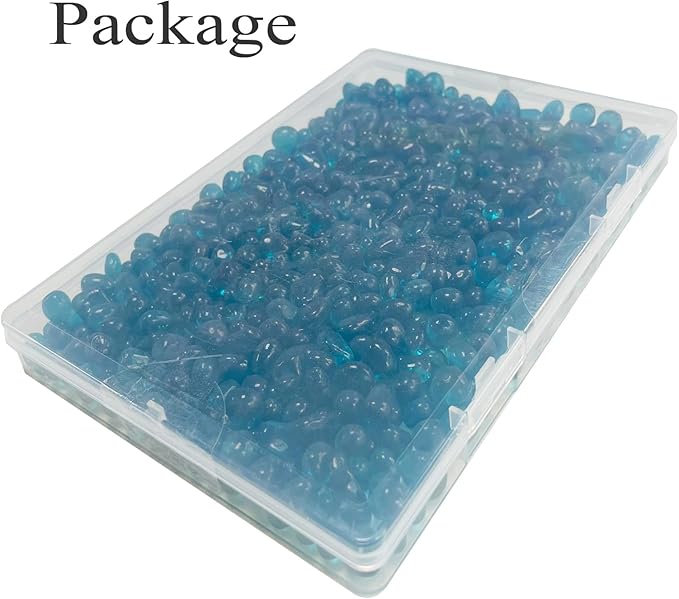 Glass Stones, 0.85LB/385g Aquarium Gravel Rocks, Blue Green Pebbles for Fish Tank, Sea Glass for Vase Filler Craft-PurrikoPets