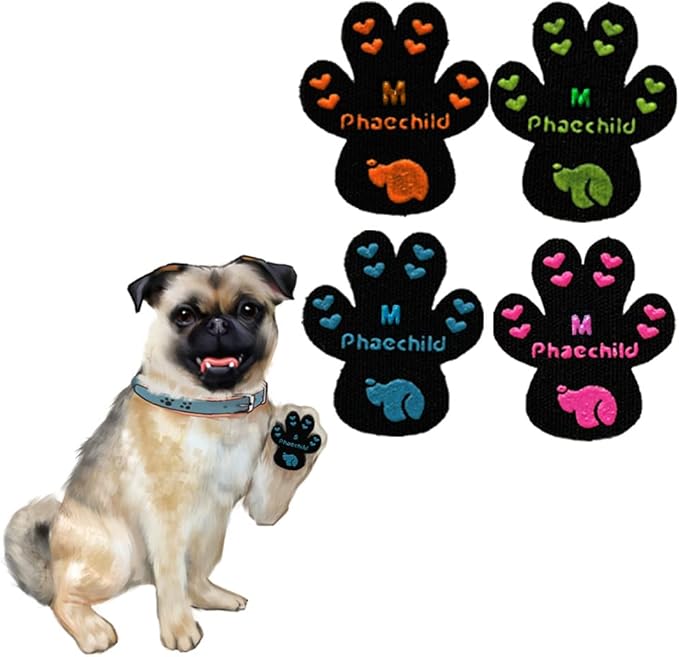 Dog Paw Pads Anti-Slip Grips,Dog Paw Protectors for Senior Dogs on Hot Pavement,Provides Traction to Keep Them from Slipping on Smooth Floors 20 sets-80 Pads Multicolor M-PurrikoPets