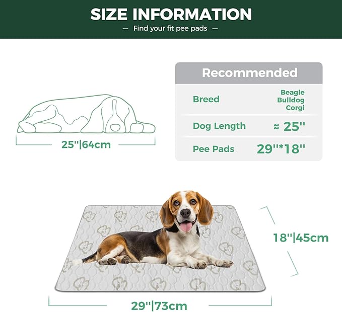 FXW Washable Pee Pads for Dogs, Puppy Pads with Super Absorbent, Specifically Designed for 30inch Cages, 29" × 18" Rectangle, Khaki, 2 Packs-PurrikoPets