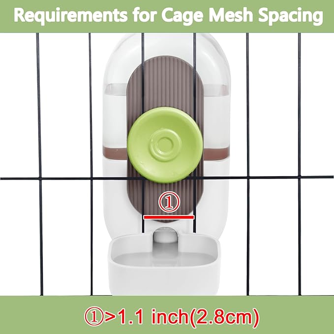 28oz Hanging Automatic Water Dispenser，Rabbit Water Bottle,Bunny Guinea Pig Ferret Water Bowl for Cage,Suitable for Small Animal Puppies(Cage Grid Spacing Over 1.2'')-PurrikoPets