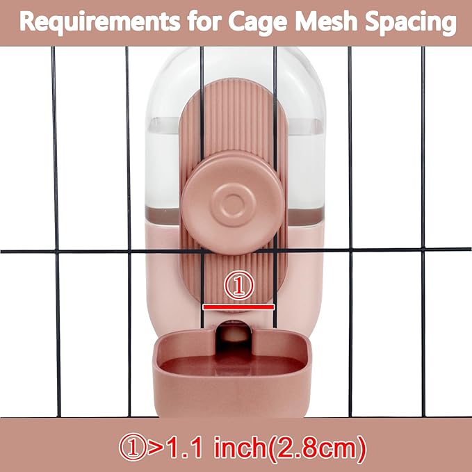 28oz Hanging Automatic Water Dispenser，Rabbit Water Bottle,Bunny Guinea Pig Ferret Water Bowl for Cage,Suitable for Small Animal Puppies(Cage Grid Spacing Over 1.2'')-PurrikoPets