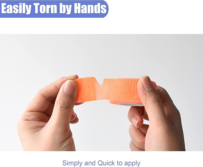 9 Pack 1" x 5 Yards Self Adhesive Bandage Wrap Self Stick Wrap for Ankle, Wrist, Finger, Sports, Breathable Cohesive Vet Tape for Pets (Light Orange)-PurrikoPets