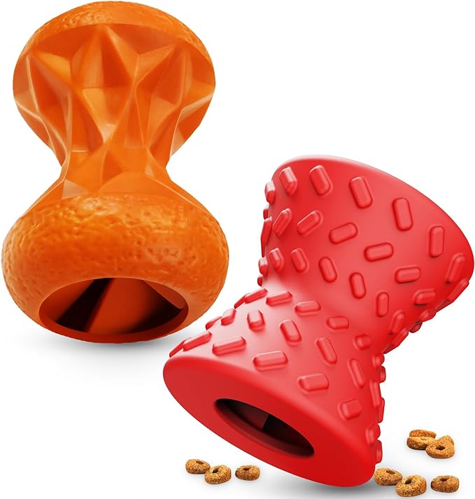 Dog Toys for Aggressive chewers, Indestructible Toy for Small Dogs Interactive Toy Dog chew Toys (Orange + Red)-PurrikoPets