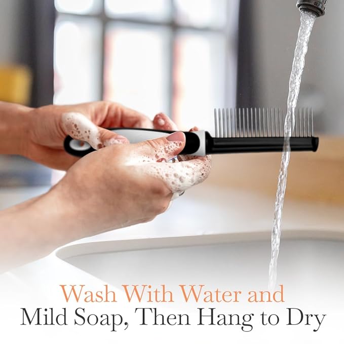 Fuller Brush Single-Sided Pet Comb - 25 Rust-Resistant Stainless Steel Pins - Ergonomic Rubberized Easy Grip Handle - Remove Tangles, Mats & Reduce Loose Hair - Tool for Grooming Dogs & Cats-PurrikoPets