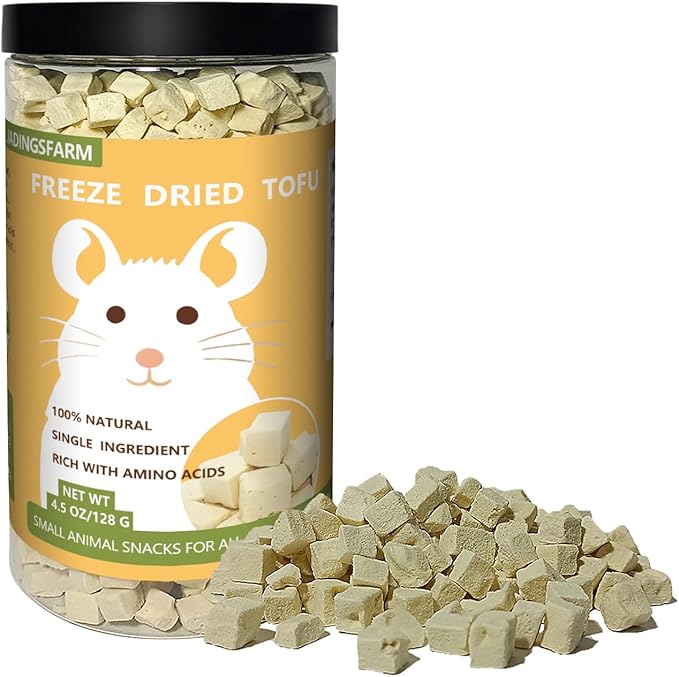 Freeze-Dried Tofu Hamster Treats, Grain-Free & Healthy Chews, High Protein Natural Snacks for Small Pets, Rabbits, Gerbils, Mice Degus, Chinchilla, 4.5 oz Pack-PurrikoPets