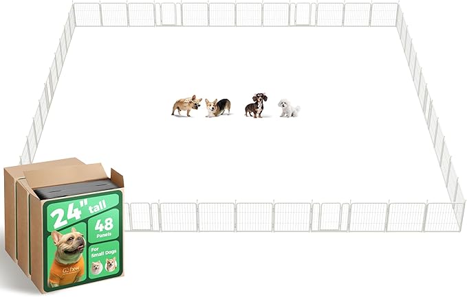 FXW Rollick Unleashed Dog Playpen for Indoor, Yard, RV Camping, 24 inch 48 Panels for Small and Puppy Dogs, White│Patented-PurrikoPets