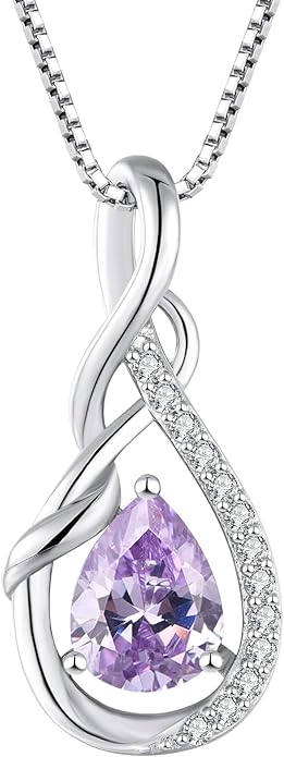 STARCHENIE Infinity Teardrop Pendant Necklace for Women 925 Sterling Silver Birthstone Jewelry