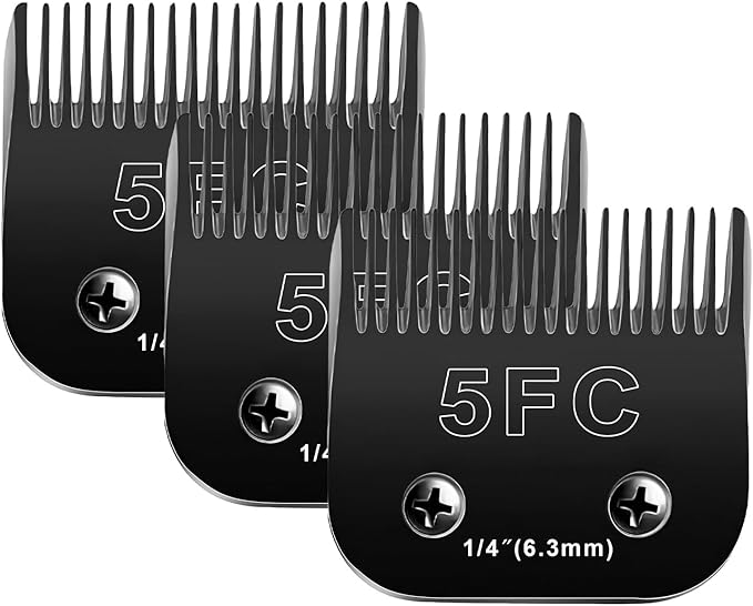 5F Blades Dog Grooming Blades Compatible with Andis/Oster A5/Wahl KM-10 Series Dog Clippers,Detachable Clipper Replacement Blade,Black(5FC/3PCS)-PurrikoPets