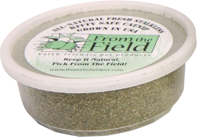 from The Field | Fine Ground Stalkless Catnip | Premium USA-Grown Catnip for Toys & Playtime | Fresh, Potent, Non-Toxic, Eco-Friendly | Safe for Kittens & Cats | Resealable 2 Oz Tub-PurrikoPets
