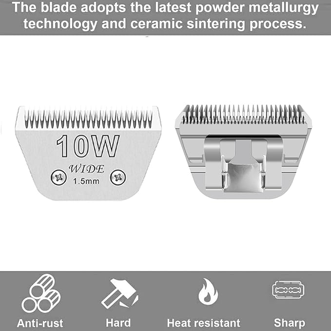 3PCS Wide Blades for Dog Grooming Blades Compatible with Andis,Oster A5,Wahl km10 Dog Clippers Stainless Steel Blades Blades for Animal Dog,Cat,Horse,Silver Size #10W+30W+5FW-PurrikoPets