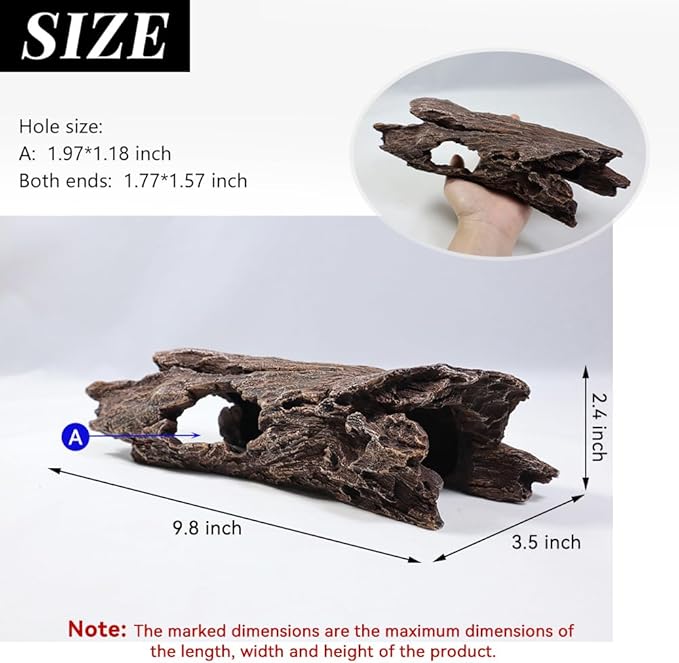 Fish Tank Decorations - Large Aquarium Decorations Air Bubbler Tree Fish House for Betta Hideout Caves Buddha Decor Temple Ruins Arched Betta Fish Accessories Reptile House Shelter Decor (Wood A-M)-PurrikoPets