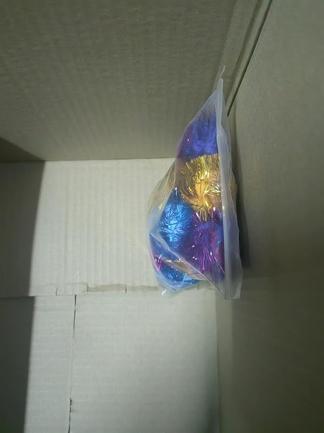 20 Pack 2 Inches Sparkle Balls for Cats, Large Size, Glitter Pom Poms Fuzzy Balls for Cats, Kitten Indoor Assorted Color Random-PurrikoPets