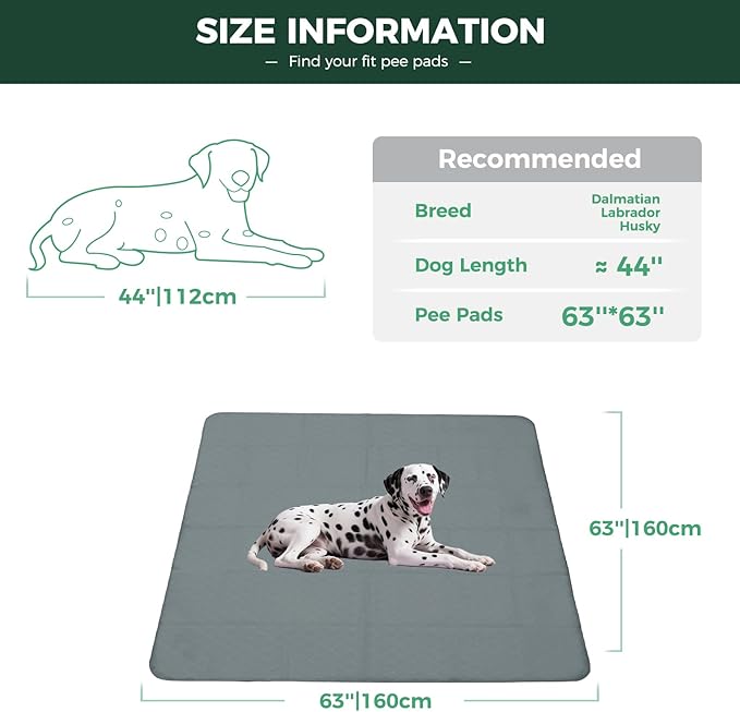 FXW Washable Pee Pads for Dogs, Puppy Pads with Super Absorbent, Specifically Designed for FXW Rollick/Homeplus 24inch 8 Panels Dog Playpen, 63" Square, Gray, 1 Pack-PurrikoPets