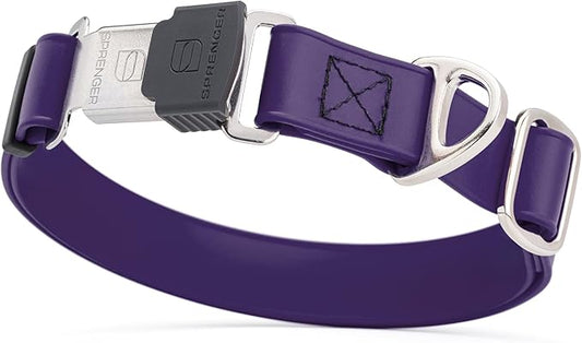 Dogline Biothane Waterproof Dog Collar with Herm Sprenger Stainless Steel Quick Release Buckle – Heavy Duty Tactical Durable Collar for Dogs – Comfortable and Safe Pet Collar, W 1" L 15-25", Purple-PurrikoPets