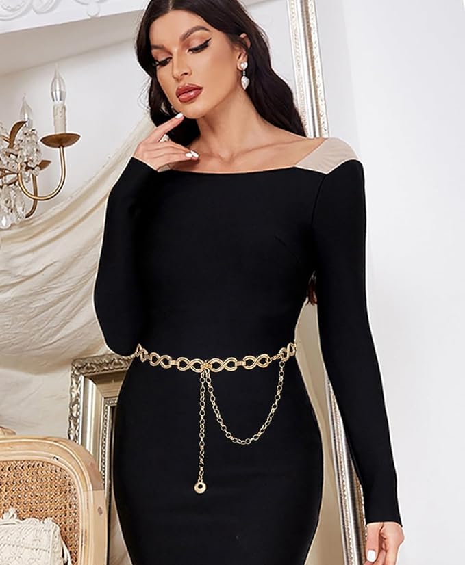 Waist Chain Belts Women Girls Metal Belly Link Adjustable Waist Belt for Jeans and Dress