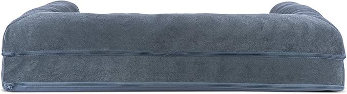 Furhaven Cooling Gel Dog Bed for Large Dogs w/ Removable Bolsters & Washable Cover, For Dogs Up to 95 lbs - Sherpa & Chenille Sofa - Orion Blue, Jumbo/XL-PurrikoPets