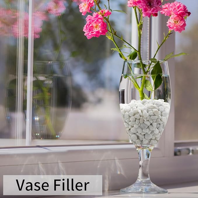 2 lbs White Gravel, 3/8 Inch White Pebbles for Indoor Plants. White Stones for Succulents, Planters, Vase and Outdoor Garden Landscaping-PurrikoPets