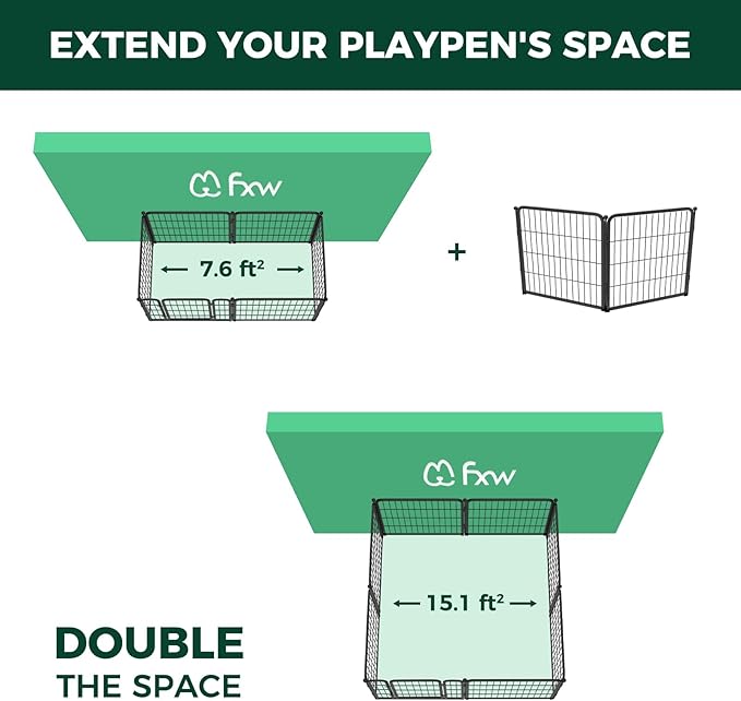 FXW Homeplus Unleashed Indoor Dog Playpen - Stress-Free and Safe Play, Heavy Duty 24 Inch 2 Wire Panels Dog Pen for Puppy and Small Dogs, Black│Patented-PurrikoPets