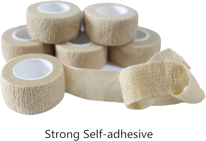 6 Pack 1" x 5 Yards Self Adhesive Bandage Wrap Breathable Cohesive Vet Wrap for Pets, Elastic Self-Adherent Tape for Sports, Wrist, Ankle (Skin Color)-PurrikoPets