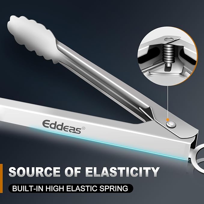 2 Pcs 7 Inch Small Tongs, Heavy Duty Stainless Steel Kitchen Tongs, For Cooking, Food, Buffet, Salad, Fruits, Bread, Dishwasher Safe-PurrikoPets