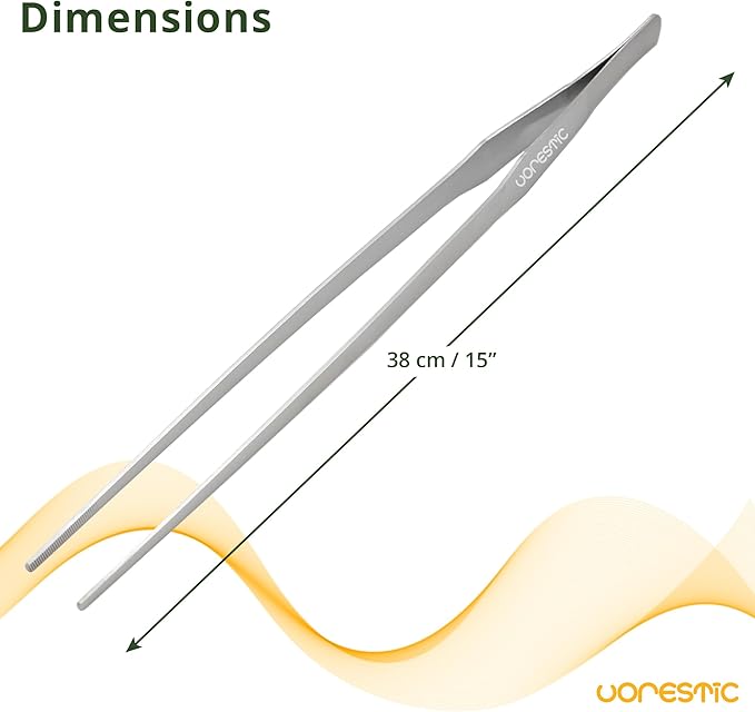 1PC Straight Aquarium Tweezers, 15" Long Tweezers for Terrarium, Stainless Steel Aquascape Tool for Planting Aquarium Plants, and Aquarium Maintenance-PurrikoPets