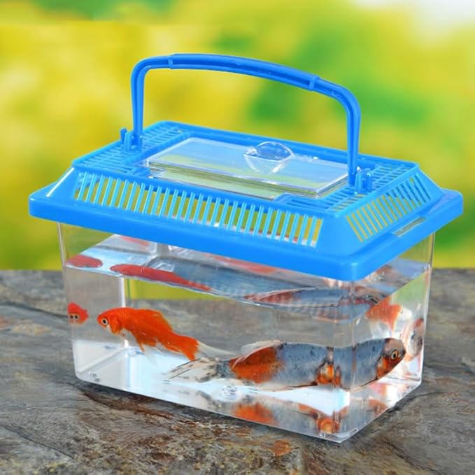 5pcs Small Fish Carrier with Breathable Lids, Portable Betta Fish Tank, Clear Breeding Boxes for Lizard, Turtle, Tarantula（Assorted Color）-PurrikoPets