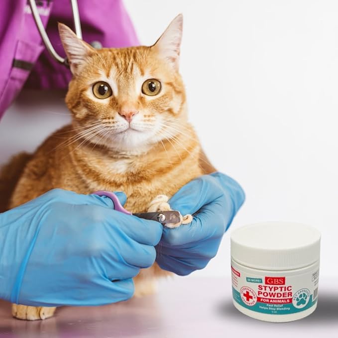 G.B.S 5 oz Styptic Powder for Dogs, Cats & Birds – Quick Blood Clotting for Nail Clipping, Minor Cuts, Tail Docking & Wing Clipping – Pet First Aid Hemostatic Powder with Sealed Top & Scoop-PurrikoPets