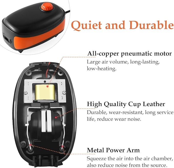 FEDOUR 4W/5W/8W Aquarium Corded Electric Air Pump, 96GPH/160GPH/256GPH Dual Outlets 4 Outlets Oxygen Pump, Ultra Quiet Aquarium Bubbler for up to 300 Gallon Fish and Turtle Tank-PurrikoPets