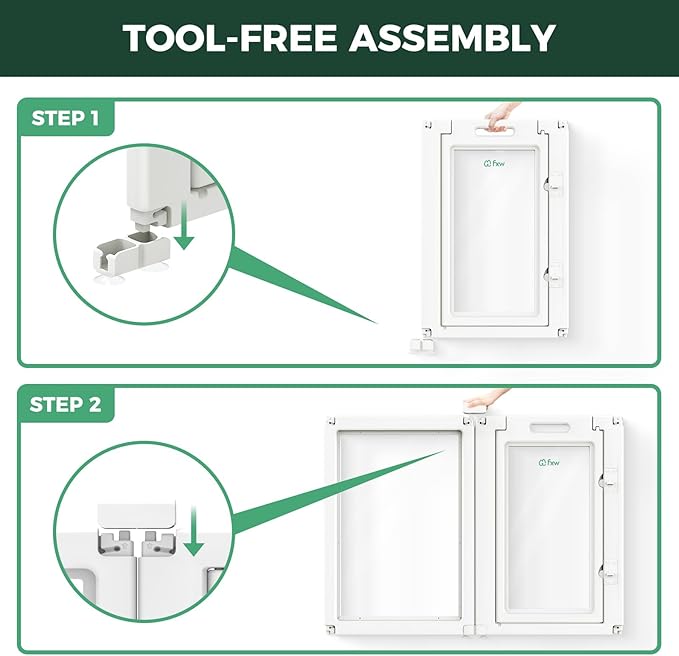 FXW AuraSpace Acrylic Indoor Unleashed Dog Playpen for Medium Dogs, 35 Inch, 8 Panels, White-PurrikoPets