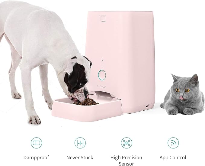 DOGNESS 6L Smart Feeder, Wi-Fi Enabled Pet Feeder for Cat and Dog, Smartphone App for iOS and Android, Portion Control, Fresh Lock System Auto Food Dispenser Pink-PurrikoPets