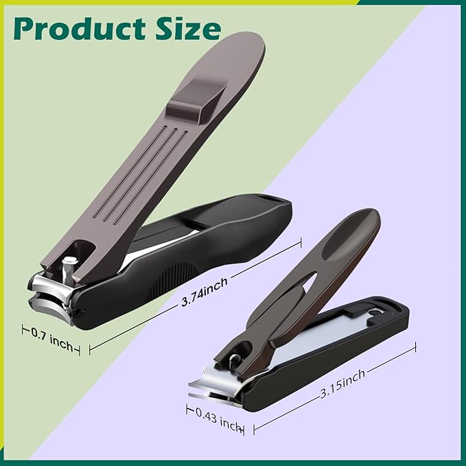 GLAMFIELDS Nail Clipper with Catcher, Large Fingernail Toenail Clipper,Slanted Edge Nail Clippers Leather Case Packed Good Gift for Men and Women 2PACK Large/Small-PurrikoPets