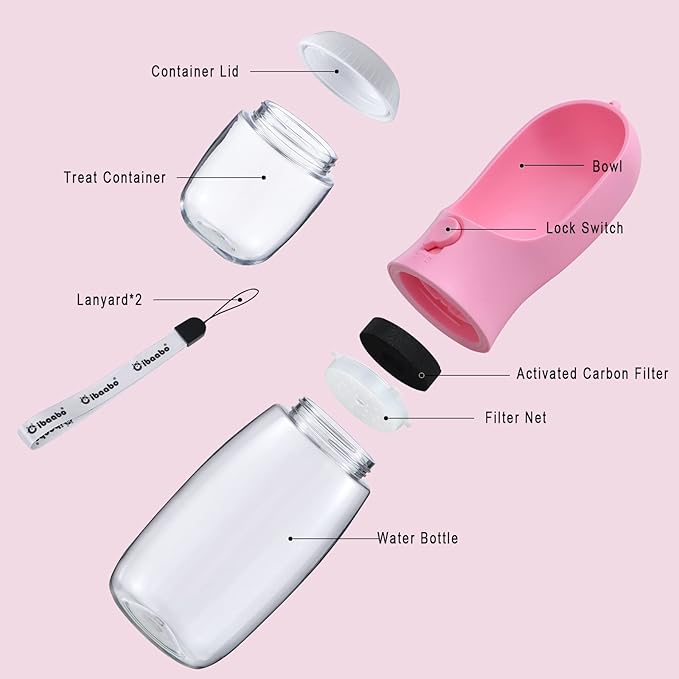 Dog Water Bottle with Food Container, Travel Puppy Water Bowl, Portable Pet Dispenser, Dog Stuff Accessories Items, Puppy Essentials Necessities for Yorkie Chihuahua Cat Walking and Hiking-PurrikoPets