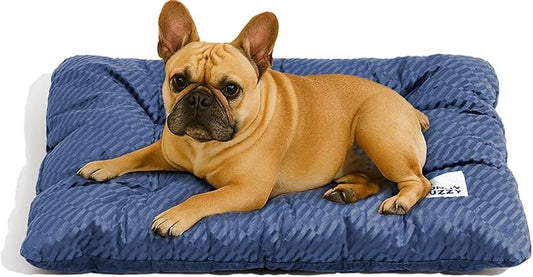 FUNNY FUZZY 2 in 1 Dog Bed Crate Pad Mat, Washable Reversible Pet Floor Mats,Fluffy Kennel Pad for Small Large Sized Dog,Indoor Cats,Sleeping Mattress, 29.9" × 18.9", Midnight Blue-PurrikoPets