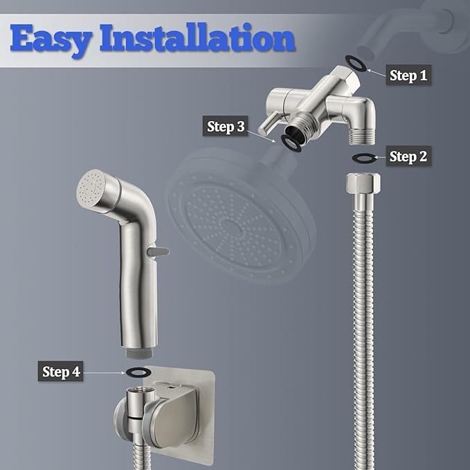 Dog Shower Attachment Metal, YDmeet Pet Shower Attachment for Fast and Clean Pet Bathing and Dog Washing, Brass Shower diverter, Adjustable Pet Shower Sprayer, 8 ft Hose and Shower Holder, Brushed-PurrikoPets