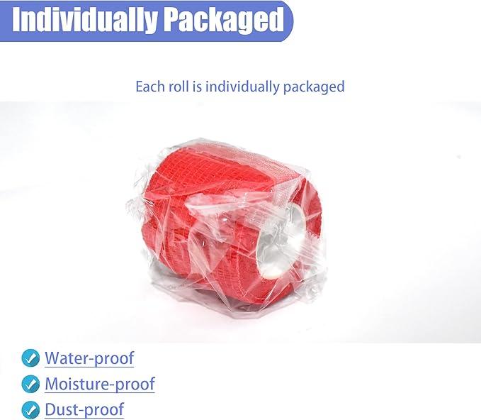 9 Pack 2" x 5 Yards Self Adhesive Bandage Wrap Self Stick Wrap for Ankle, Wrist, Finger, Sports, Breathable Cohesive Vet Tape for Pets (Red)-PurrikoPets