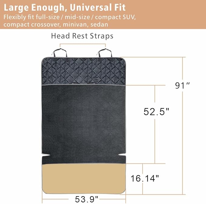 F-color SUV Cargo Liner for Dogs, Water Resistant Pet Cargo Cover Dog Seat Cover Mat for SUVs Sedans Vans with Bumper Flap Protector, Non-Slip, Large Size Universal Fit, Khaki-PurrikoPets