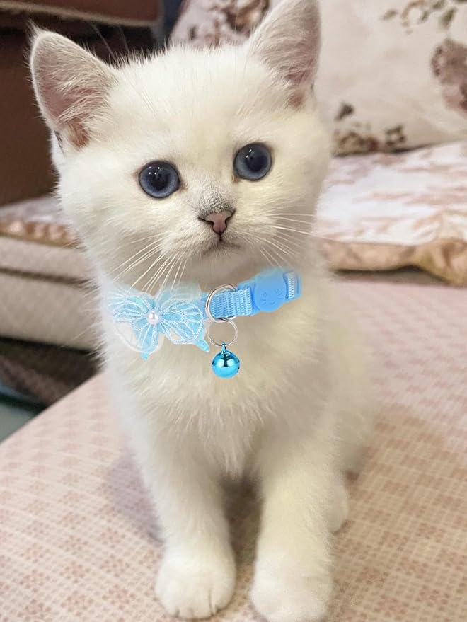 16 PCS Cute Cat Collars Breakaway with Bell for Boy Cats and Girl Cats Gifts (#2-Multicolor Lace)-PurrikoPets