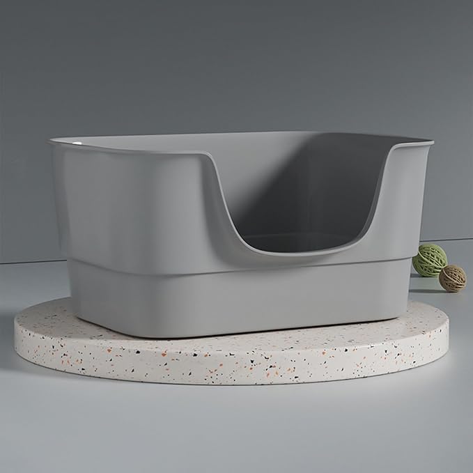 Extra Large Cat Litter Box with High Sides,23.23"×16.34"×8.46",Jumbo Kitty Litter Box with Low Entry,XL Cat Boxes for Indoor Cats,Easy to Clean,Anti-Splashing(Grey)-PurrikoPets