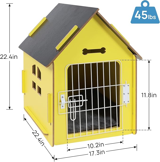 Dog House Indoor for Small Dogs or Cats, Cozy Wooden Design, Small Indoor Bed House, with Air Vents and Elevated Floor Warm Dog Cave-PurrikoPets