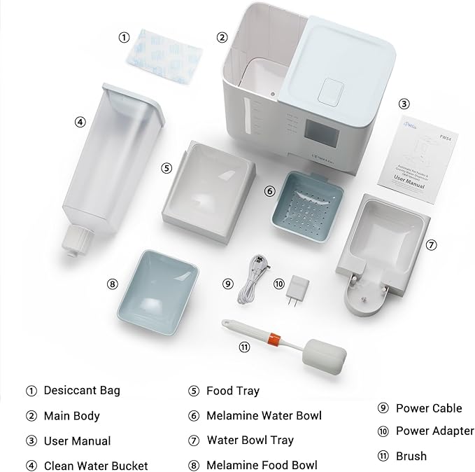 FW54 5G/2.4GHz WiFi Automatic Feeder and Waterer 2-in-1 Set for Pets, 300 oz Large Capacity for 2 Weeks, Perfect for Working Parents-PurrikoPets