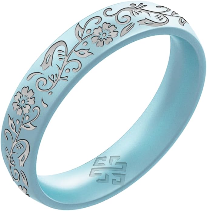 Knot Theory Nordic Bloom Silicone Ring for Men Women - Baby Blue, Lavender, Pink, RoseGold, Sky Blue Breathable Comfort Fit 6mm Bandwidth